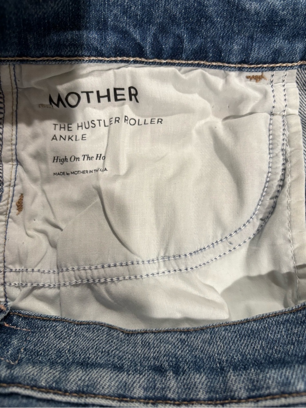 MOTHER Blue Denim Jeans with Copper Patch - Picture 5 of 5